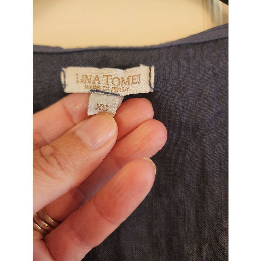 Lina Tomei linen dress size extra small blue - Picture 4 of 8